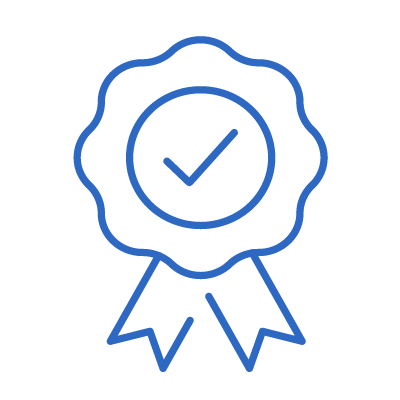 Icon eines Qualitätssiegels mit Häkchen